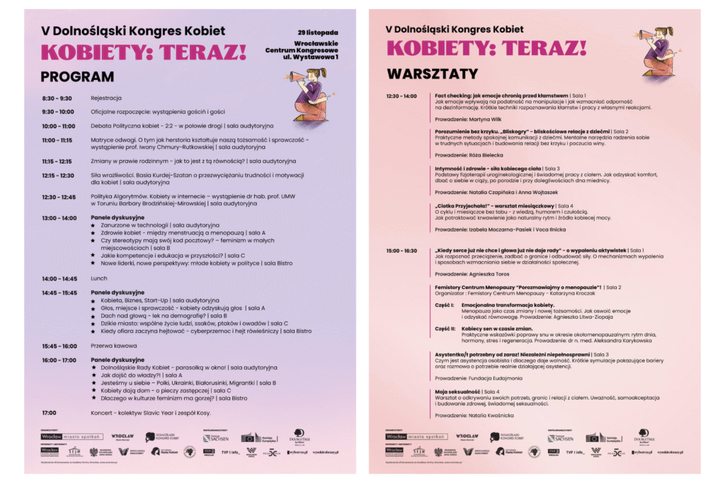 V Dolnośląski Kongres Kobiet plakat warsztaty