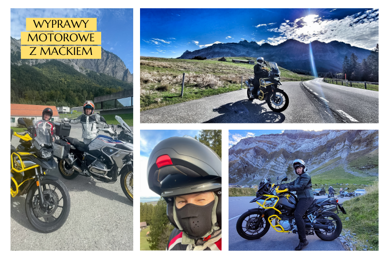 Zdjęcia Gosi i jej męża podczas wypraw motorowych.
